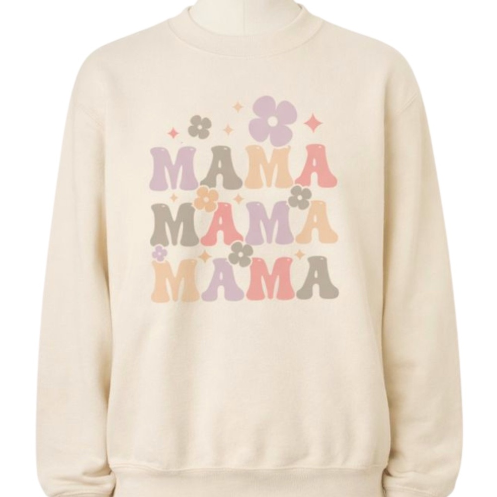 Mama Sweatshirt | Neutral Graphic Crewneck | Cute Floral Mom Sweater